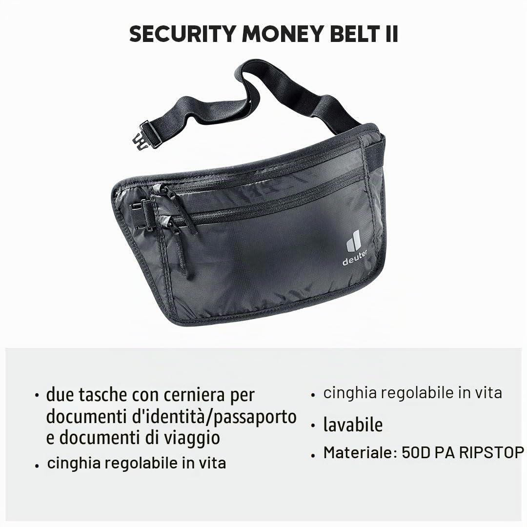 deuter-security-money-belt-ii-marsupio-portadocumenti-con-due-tasche-zip image 2