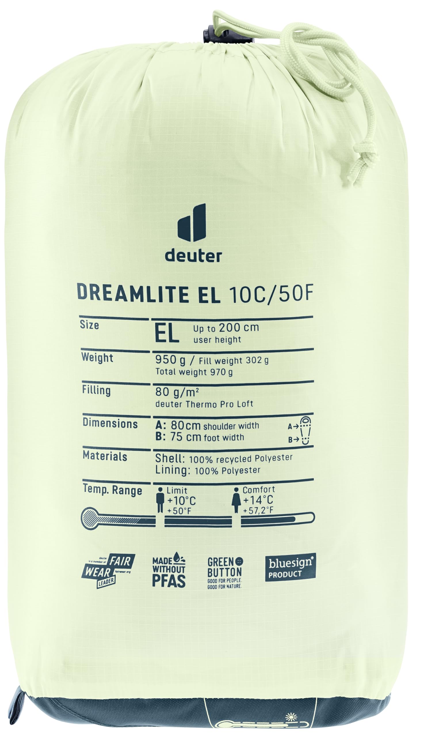 deuter-dreamlite-el-10c-50f-sacco-a-pelo-ultraleggero-extra-lungo-fino-a-200-cm image 4