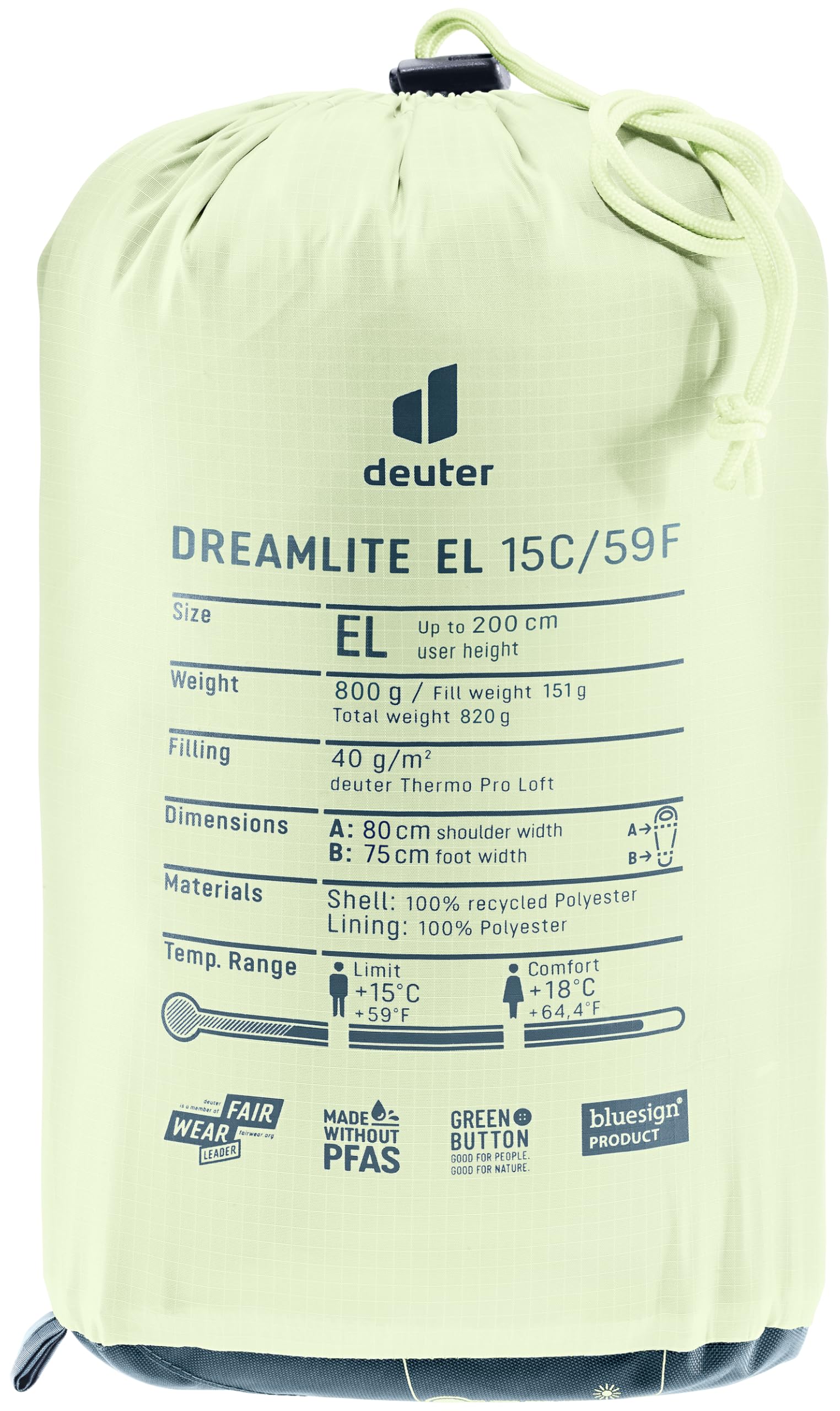 deuter-dreamlite-el-15c-59f-sacco-a-pelo-ultraleggero-extra-lungo-fino-a-200-cm image 4
